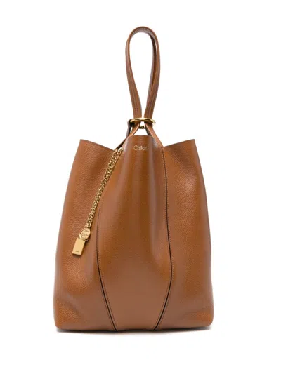Chloé Chloe Spin Medium Grained Leather Tote In Brown