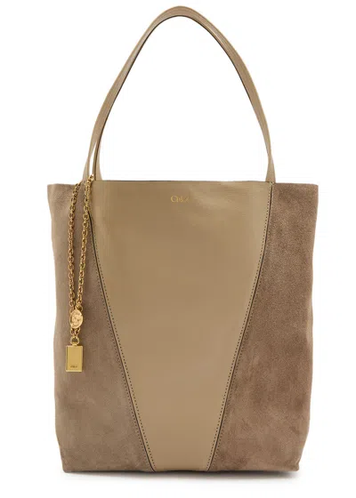Chloé Chloe Spin Medium Panelled Suede Tote Bag In Brown