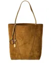 Chloé Spin Medium Suede & Leather Tote In Brown