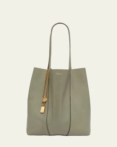 CHLOÉ SPIN MEDIUM TOTE BAG IN LEATHER