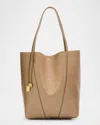 Chloé Spin Medium Tote Bag In Leather In Boyish Brown