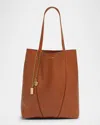 Chloé Spin Medium Tote Bag In Leather In Clay Brown
