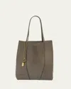 Chloé Spin Medium Tote Bag In Leather In Flannel Grey