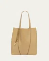 Chloé Spin Medium Tote Bag In Leather In Milky Brown