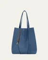 Chloé Spin Medium Tote Bag In Leather In Tapestry Blue