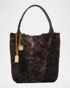 Chloé Spin Mini Shearling Top-handle Bag In Brown