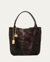 Chloé Spin Mini Shearling Tote Bag In Brown