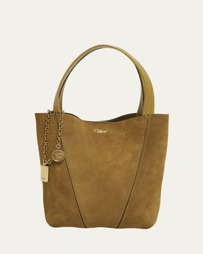 Chloé Spin Mini Tote Bag In Calfskin Suede