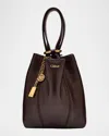 Chloé Spin Mini Tote Bag In Grained Calfskin In Brown