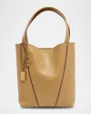 Chloé Spin Mini Tote Bag In Grained Calfskin In Milky Brown