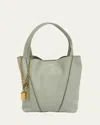 Chloé Spin Mini Tote Bag In Grained Calfskin In Sea Grass