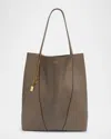 Chloé Spin North-south Tote Bag In Leather In Flannel Grey