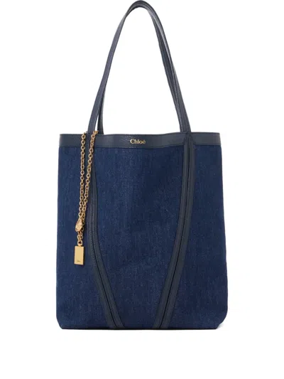 Chloé Spin Panelled Shoulder Bag In Blue