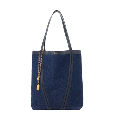 Chloé Spin Panelled Shoulder Bag In Blue