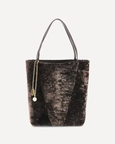 Chloé Spin Shearling Tote Bag In Brown
