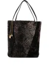 Chloé Spin Leather-trimmed Embellished Shearling Tote In Brown