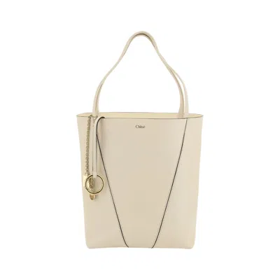 Chloé Spin Shoulder Bag In Beige