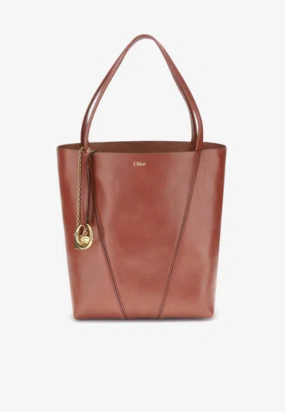 Chloé Spin Shoulder Bag In Burgundy