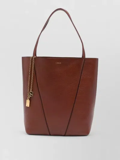 Chloé Spin Shoulder Bag Gold Chain Double Handles In Burgundy