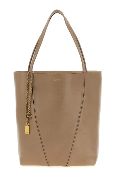 Chloé Chloè Spin Small Leather Tote Bag In Neutral