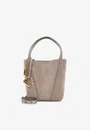 Chloé Motty Grey Suede Calf Leather Spin Shoulder Bag In Gray