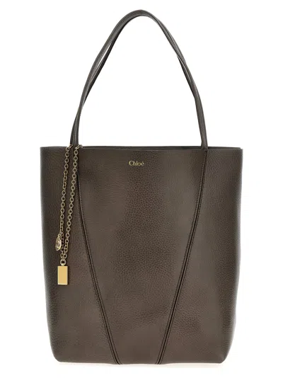 Chloé Black Spin Tote Bag In Grey