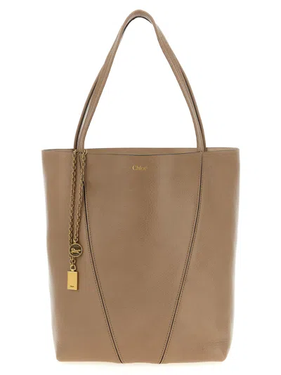 Chloé Chloè Spin Small Leather Tote Bag In Neutral
