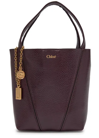 Chloé Chloe Spin Small Grained Leather Tote Bag In Purple
