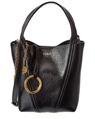 Chloé Spin Small Leather Bucket Bag In Black