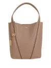Chloé Spin Small Tote Bag In Grained Leather In Brown