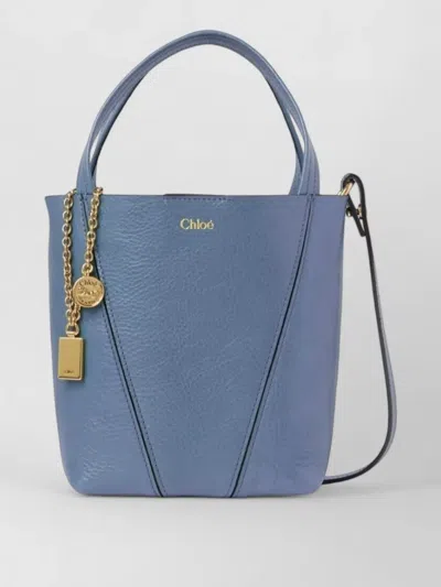 Chloé Spin Small Leather Tote Bag In Blue