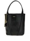 Chloé Spin Tote Bag In Garnet Leather In Black