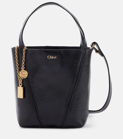 Chloé Spin Small Leather Tote Bag In Black