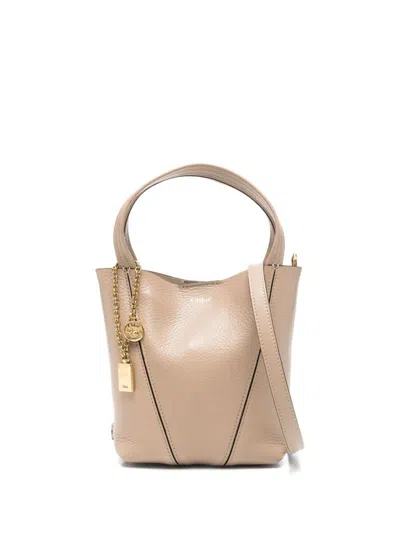 Chloé Spin Small Leather Tote Bag In White