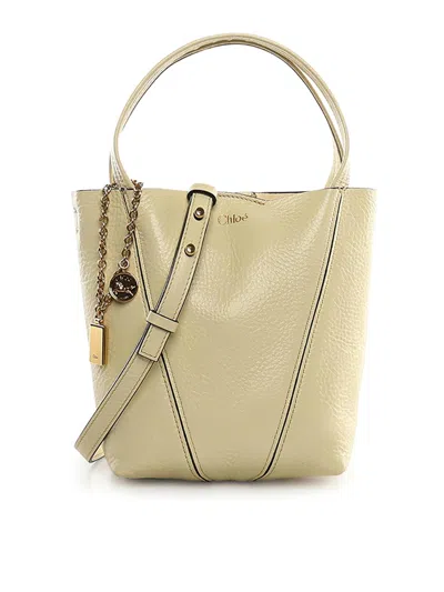 Chloé Spin Small Leather Tote Bag In Yellow