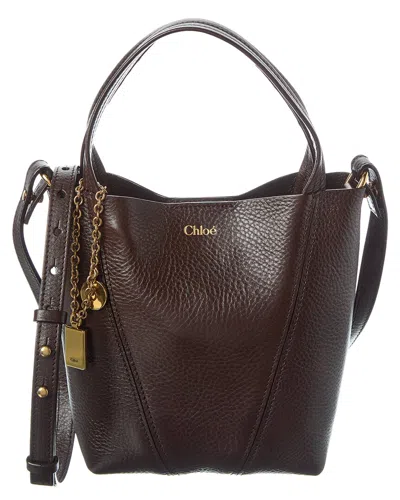 Chloé Spin Small Leather Tote In Brown