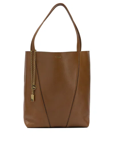 Chloé Double Handles Gold-tone Hardware Shoulder Bags In Red