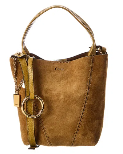 Chloé Spin Small Suede Bucket Bag In Brown