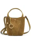 Chloé Small Beige Khaki Suede Spin Tote Bag In Brown