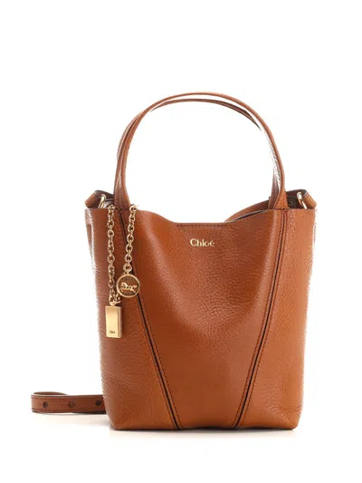 Chloé Spin Small Tote Bag In Brown