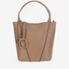 Chloé Spin Small Tote Bag In Grained Leather In Brown