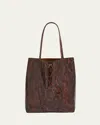 Chloé Spin Small Tote Bag In Python-effect Leather In 24e Sooty Brown