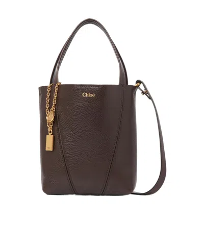 Chloé Spin Small Tote In Brown