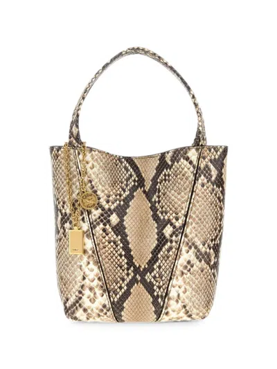 Chloé Spin Snake-print Leather Tote Bag In Neutral