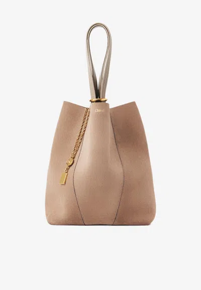 Chloé Spin Suede Tote Bag In Brown