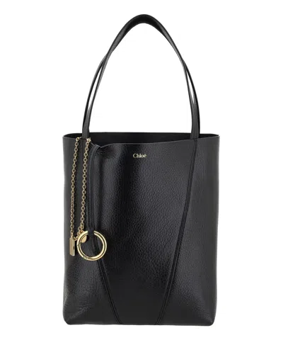 Chloé Spin Tote Bag In Black