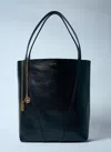 Chloé Chloe Women Petrol Blue Leather Spin Shopping Bag In Black