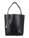 Chloé Chain Detail Textured Finish Tote Bags In Black