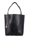Chloé Chain Detail Textured Finish Tote Bags In Black