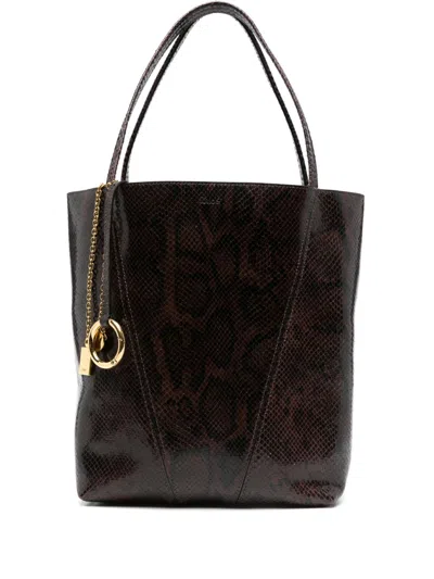 Chloé Spin Tote Bag In Brown